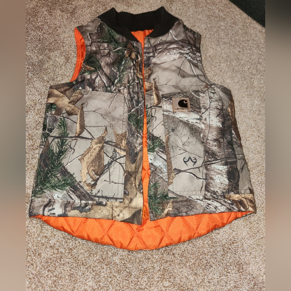 Carhartt reversible insulated camo/orange vest